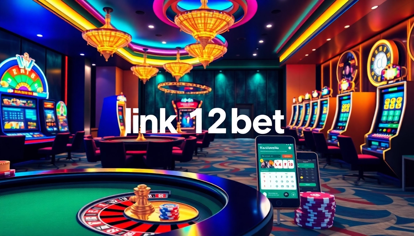 Interactive gambling scene showcasing the link 12bet with casino chips and betting slips.