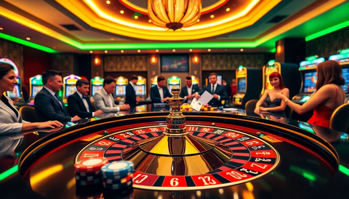 Enjoying a thrilling game at 6666bet's luxury casino with vibrant tables and engaging players.