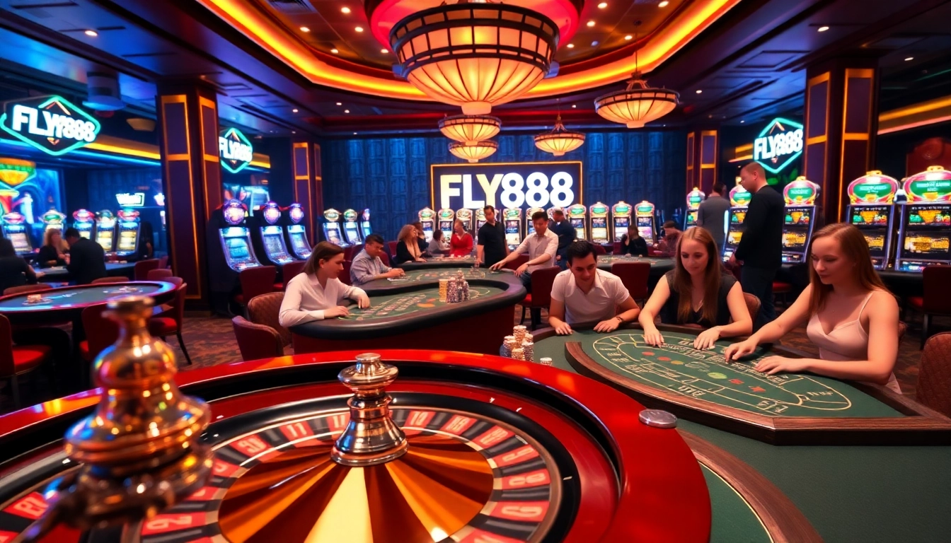 Experience FLY888 excitement at a vibrant casino with thrilling games and joyful players.