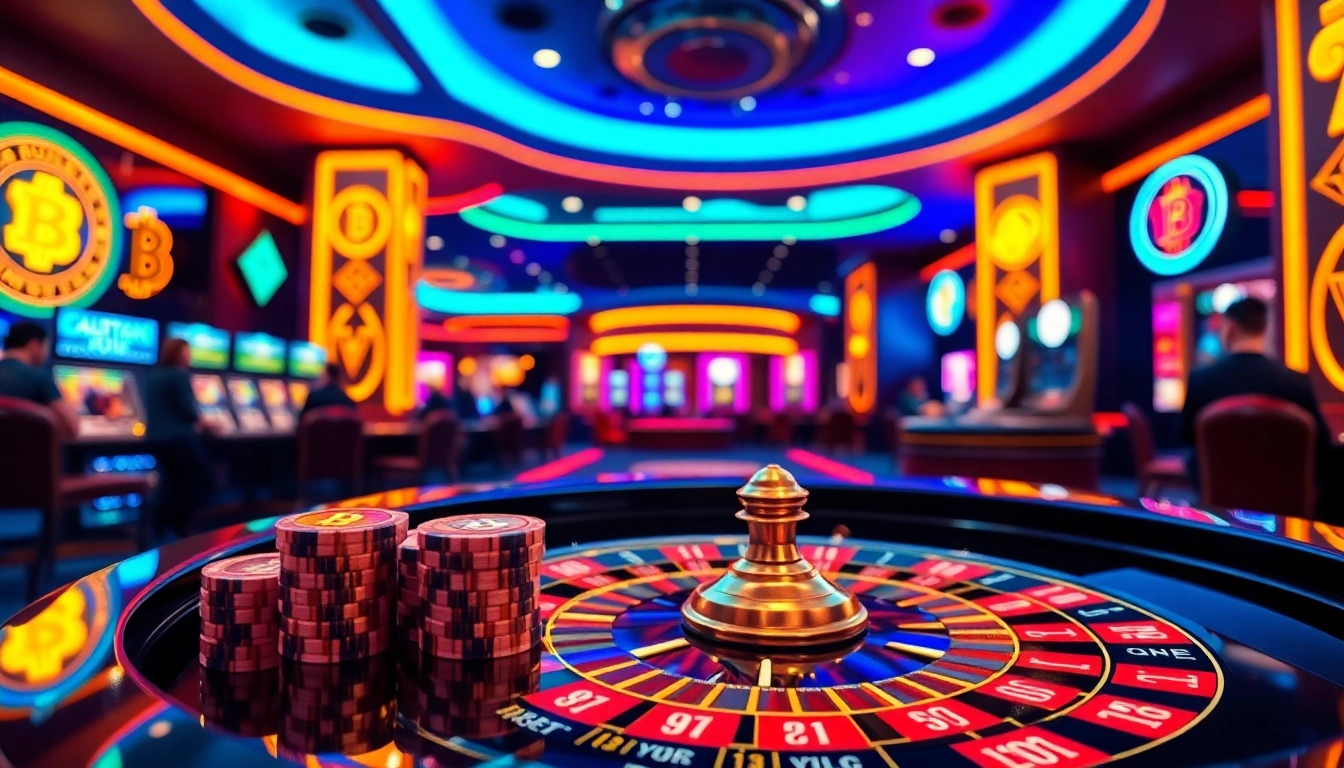 Jouer au meilleur casino crypto avec ambiance animée et décor moderne.