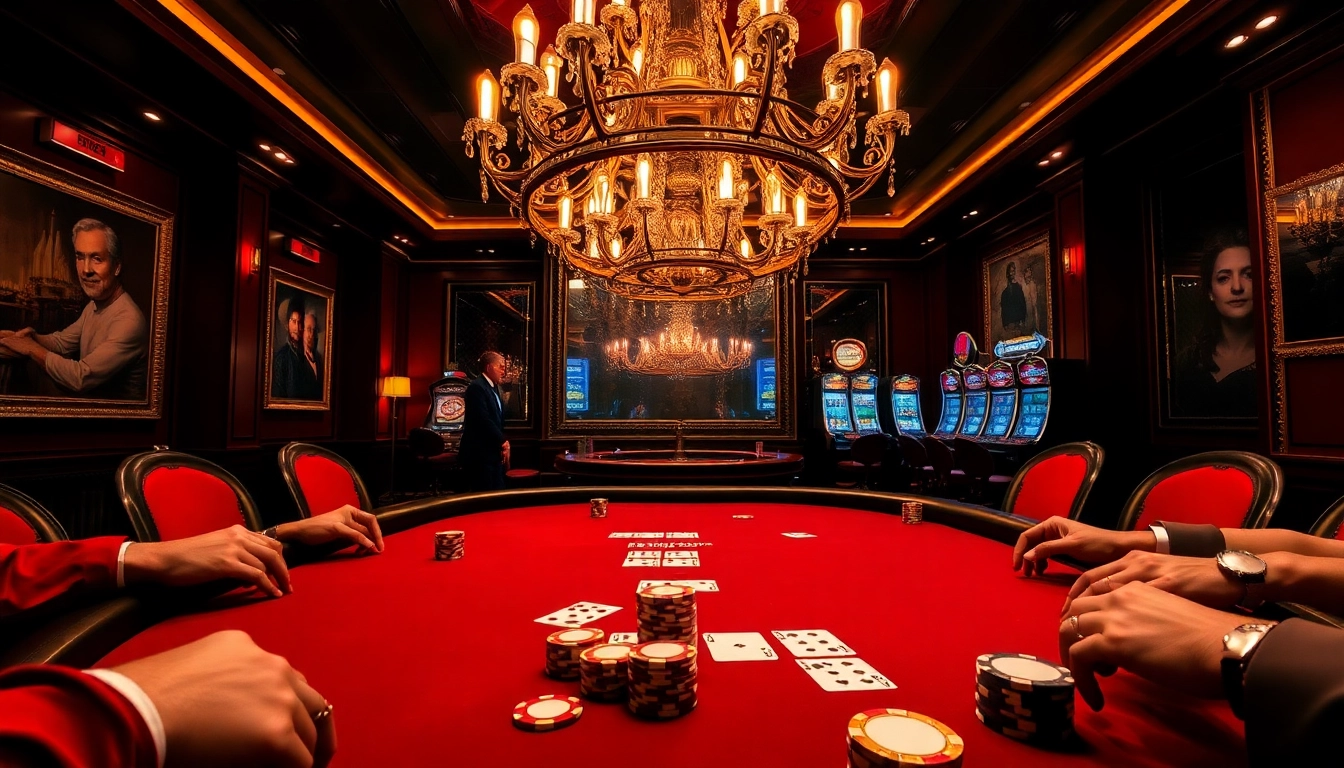 An exciting game environment at https://68vip.co/ featuring a poker table with players and luxurious casino elements.